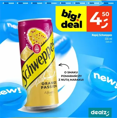 Napój Schweppes Orange Passion o smaku pomarańczy z nutą marakui promocja w Dealz