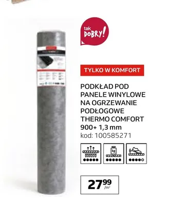 Podkład pod panele winylowe na ogrzewanie podłogowe Thermo Comfort 900+ 1,3 mm promocja w Komfort