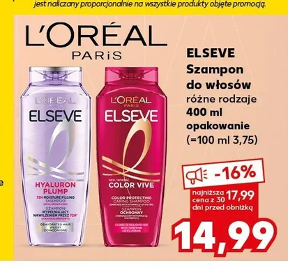 Szampon do włosów L'Oreal Elseve Hyaluron Plump promocja w Kaufland