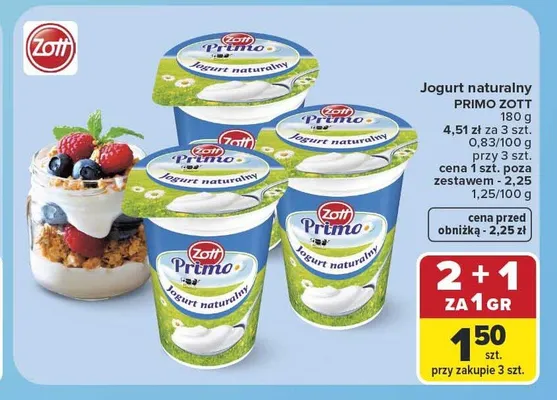 Jogurt naturalny Zott Primo promocja w Carrefour