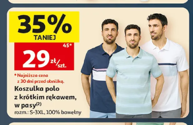 Koszulka polo męska z krótkim rękawem w pasy Inextenso promocja w Auchan