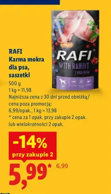 Karma mokra dla psa saszetki Rafi promocja w Lidl