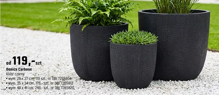 Donice Carbone kolor czarny wym. 43 x 41 cm promocja w OBI