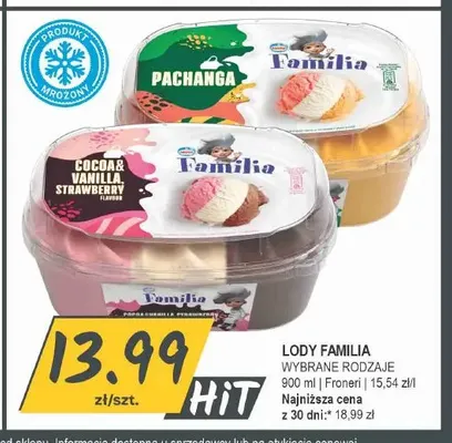 Lody Familia Cocoa & Vanilla Strawberry promocja w Słoneczko