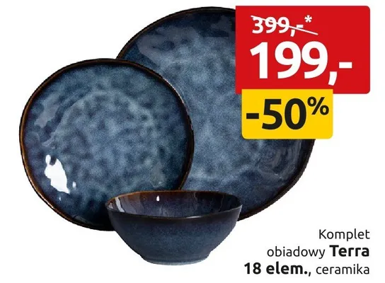 Komplet obiadowy Terra 18 elementów ceramika promocja w Black Red White