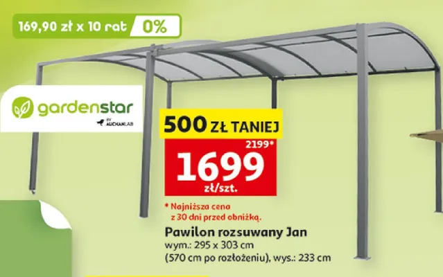 Pawilon rozsuwany Jan 295x303cm wys. 233cm promocja w Auchan