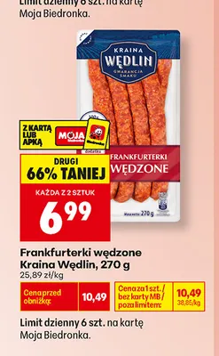 Frankfurterki wędzone Kraina Wędlin promocja w Biedronka