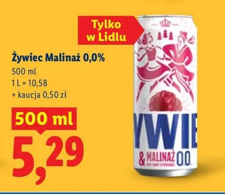 Piwo Żywiec Malinaż 0,0% promocja w Lidl