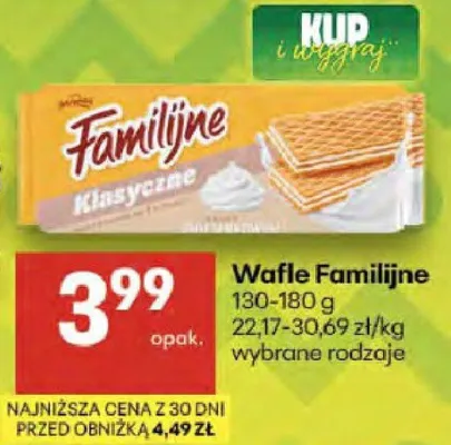 Wafle Familijne 130-180g 22,17-30,69zł/kg wybrane rodzaje promocja w Delikatesy Centrum
