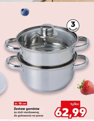 Zestaw garnków ze stali nierdzewnej do gotowania na parze 3 elementy promocja w Kaufland