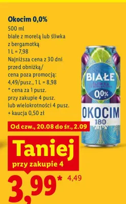 Piwo bezalkoholowe Okocim śliwka z bergamotką promocja w Lidl