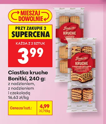 Ciastka kruche z nadzieniem i czekoladą Bonitki promocja w Biedronka