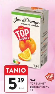 Sok pomarańczowy Top Budget promocja w Intermarche