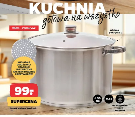 Garnek stalowy Florina Verticook 30 cm 11,5 l promocja w Netto