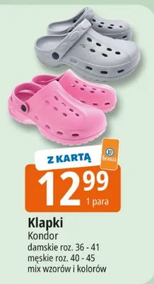 Klapki Kondor damskie roz. 36 - 41 męskie roz. 40 - 45 mix wzorów i kolorów promocja w Leclerc