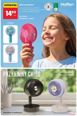 Miniwentylator z rączką Hoffen promocja w Biedronka