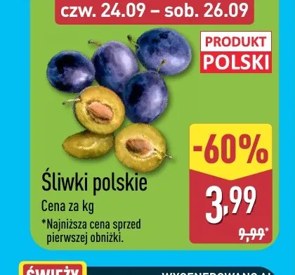 Śliwki polskie promocja w Aldi
