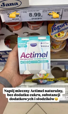 Napój mleczny Actimel naturalny bez dodatku cukrów promocja w Dino
