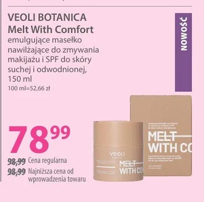 Melt With Comfort emulgujące masełko nawilżające do zmywania makijażu i SPF do skóry suchej i odwodnionej promocja w Hebe