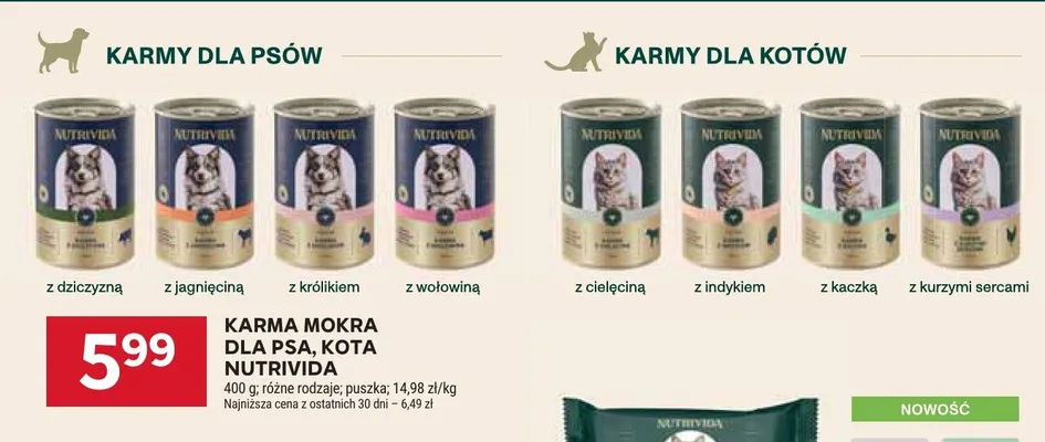 Karma mokra dla kota Nutrivida z kaczką promocja w Stokrotka