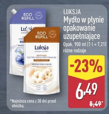 Mydło w płynie opakowanie uzupełniające promocja w Aldi