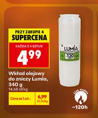 Wkład olejowy do zniczy Lumia promocja w Biedronka