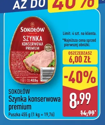 Szynka konserwowa premium Sokołów promocja w Aldi