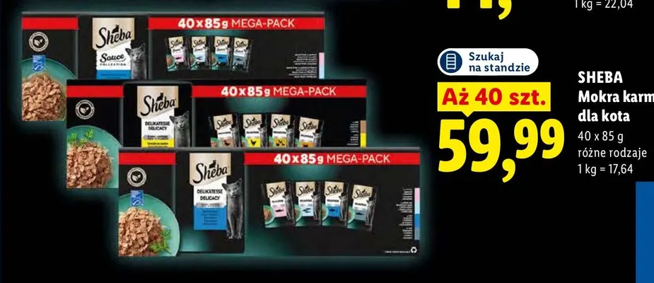 Mokra karma dla kota 40-pak Sheba promocja w Lidl