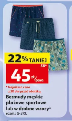 Bermudy męskie plażowe Inextenso promocja w Auchan