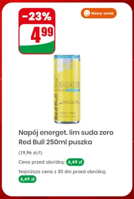 Napój energetyczny Red Bull The Summer Edition Sudachi Limonka zero promocja w Dino