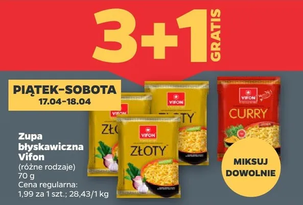 Zupa błyskawiczna różne rodzaje promocja w Netto
