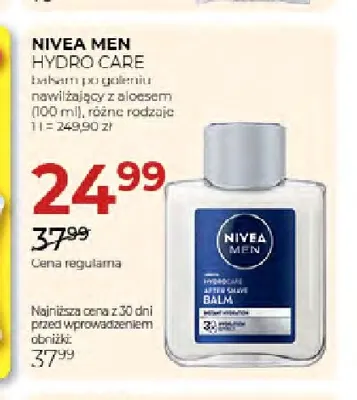 Balsam po goleniu nawilżający z aloesem Hydro Care Nivea Men promocja w Drogerie Jawa
