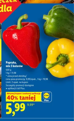 Papryka mix 3 kolorów promocja w Lidl