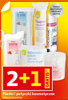 Płatki i patyczki kosmetyczne (Auchan, Disques, Octopanic, Bâtonnets) promocja w Auchan
