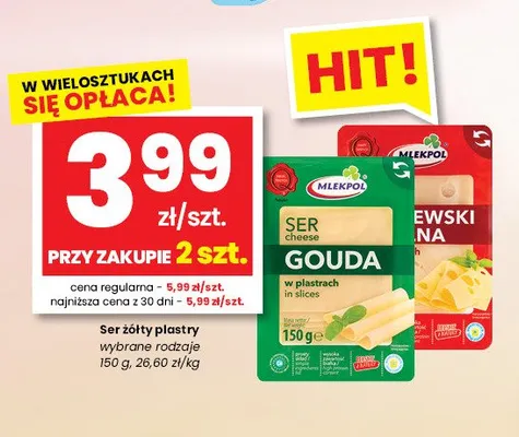 Ser żółty plastry Mlekpol promocja w emma MARKET