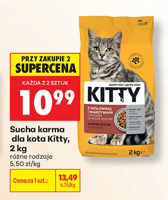 Sucha karma dla kota Kitty z wołowiną i warzywami promocja w Biedronka