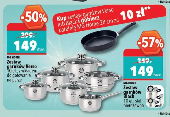 Zestaw garnków Black MG HOME 10 el. stal nierdzewna promocja w Biedronka Home