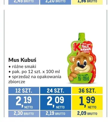 Mus Kubuś 24-pak 100 ml promocja w Makro