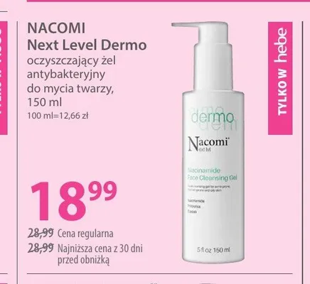 Żel oczyszczający antybakteryjny do mycia twarzy Nacomi Next Level Dermo promocja w Hebe