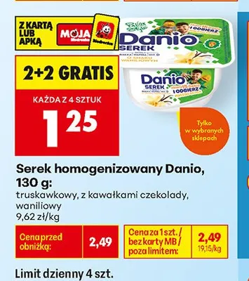 Serek homogenizowany Danio truskawkowy promocja w Biedronka