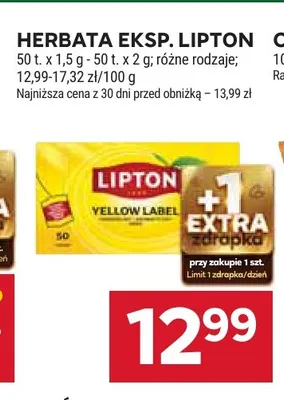 Herbata ekspresowa Lipton Yellow Label promocja w Stokrotka