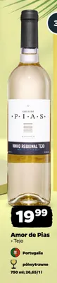 Wino białe półwytrawne Amor de Pias Tejo portugalskie promocja w Netto