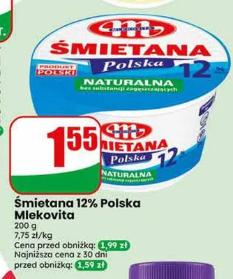 Śmietana 12% Polska Mlekovita promocja w Dino