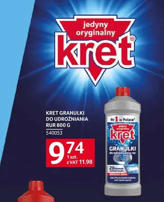 Granulki do udrożniania rur Kret promocja w Selgros
