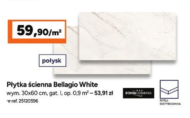 Płytka ścienna Bellagio White Dominoceramika promocja w Bricoman