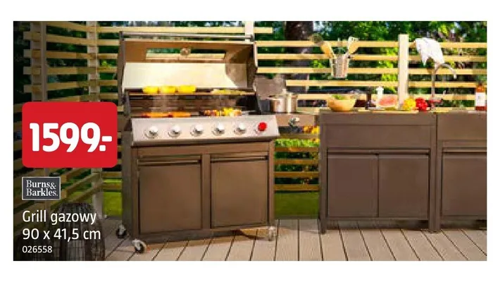 Grill gazowy Burns & Barkles 90x41,5 cm promocja w Jula