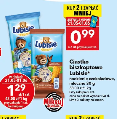 Ciastko biszkoptowe Lubisie mleczne promocja w LEWIATAN