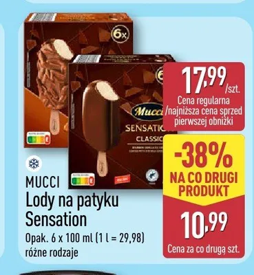 Lody na patyku Sensation 6-pak Mucci promocja w Aldi