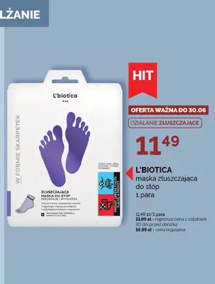 Maska złuszczająca do stóp L'biotica promocja w Super-Pharm