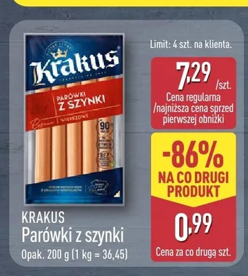 Parówki z szynki Krakus promocja w Aldi
